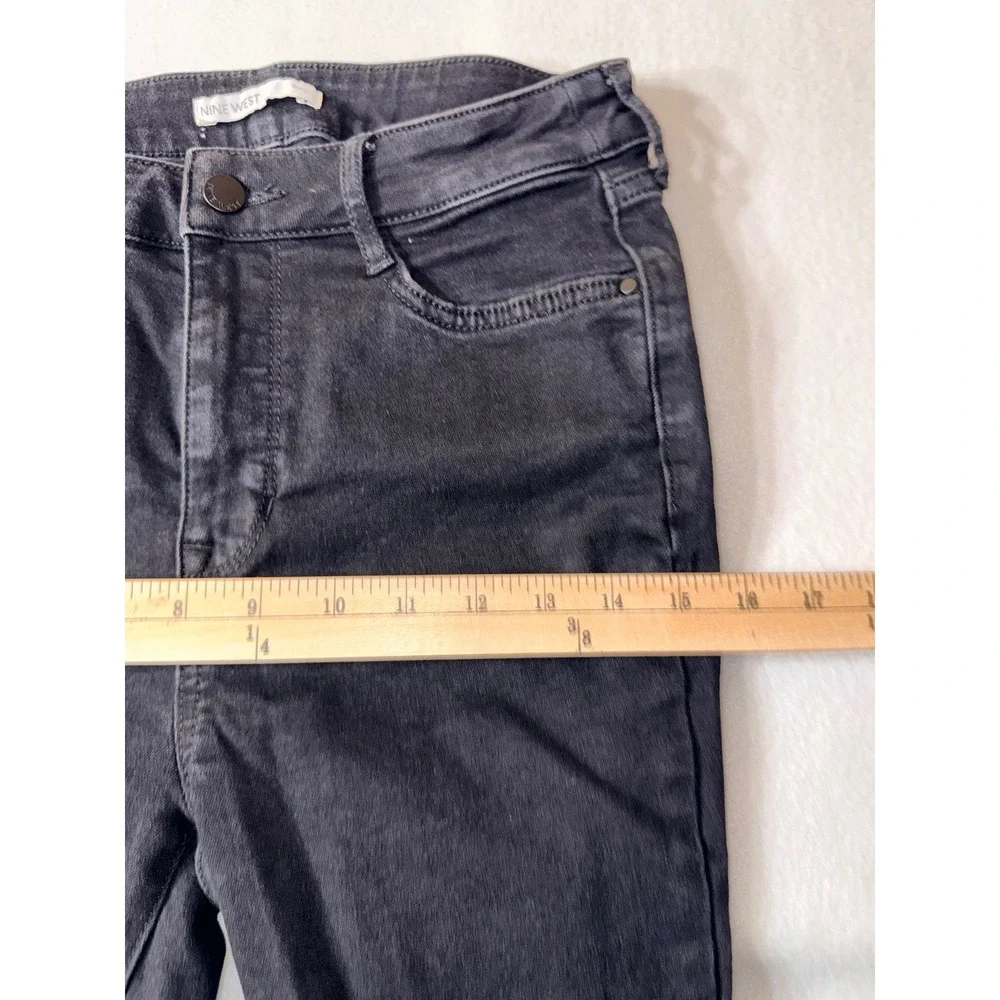 Nine West Bootcut Jeans Women's Size 8‎ Black High Rise Side Slit Denim